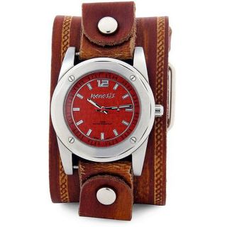 Nemesis Mens Stainless Steel Red Pattern Leather Watch Today $65.99