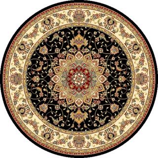 Lyndhurst Collection Traditional Black/ Ivory Rug (7 Round