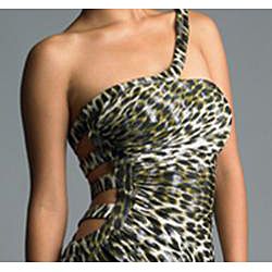 Issue New York Womens Green Leopard Cut out Detail Dress