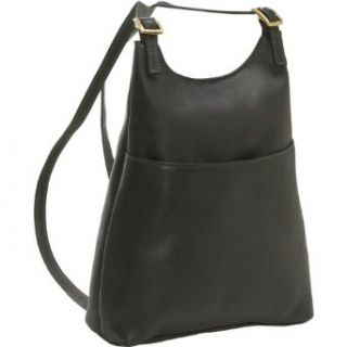 Le Donne Leather Womens Sling BackPack Purse   Black