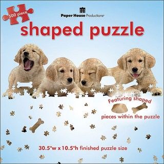 Paper House Golden Retriever Puppies 500 piece Shaped Jigsaw Puzzle