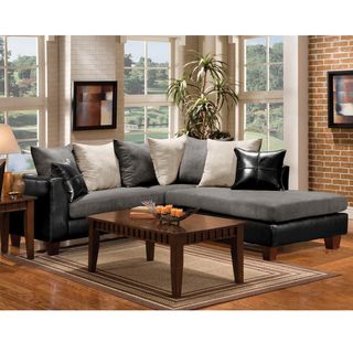 Enitial Lab Black Contemporary Sectional Sofa