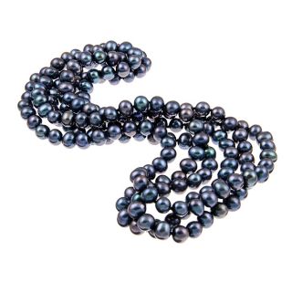 DaVonna Peacock Black Freshwater Pearl 64 inch Endless Necklace (8 9