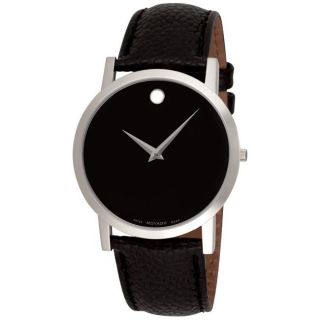 Movado Mens Museum Classic Black Leather Strap Watch