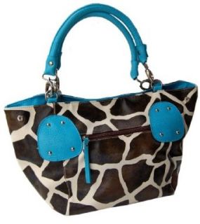 Giraffe Print Satchel Handbag Purse   Turquoise 122 2017 Clothing