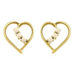 10k Gold October Birthstone Prong set Opal Heart Designer Earrings