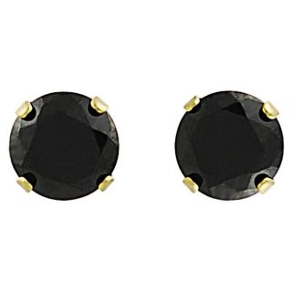 Tressa Sterling Silver Vermeil 6 mm Round cut Black CZ Earrings