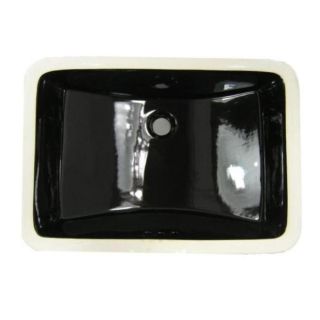DeNovo Large Black Rectangular Undermount Porcelain Bathroom Sink