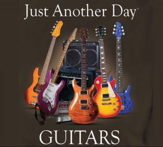 Just Another Day Guitars Brown Screen print 100 percent Cotton T shirt