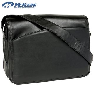 McKlein Black Lakeview Leather Laptop Messenger Bag