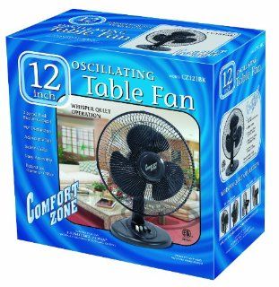 Comfort Zone CZ121BK Oscillating Table Fan  
