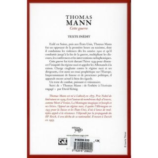 CETTE GUERRE   Achat / Vente livre Thomas Mann pas cher  