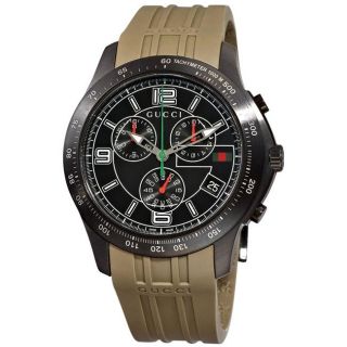 Gucci Mens G Timeless Grey Rubber Strap Chronograph Watch