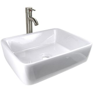 Rectangular Porcelain Bathroom Vessel Sink and Brushed Nickel Faucet