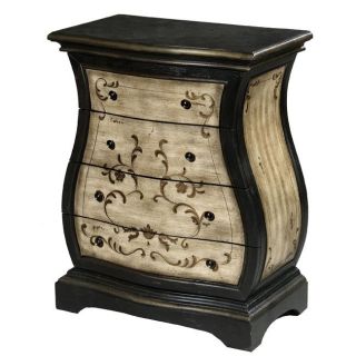 Hand painted Black/ Beige Accent Chest