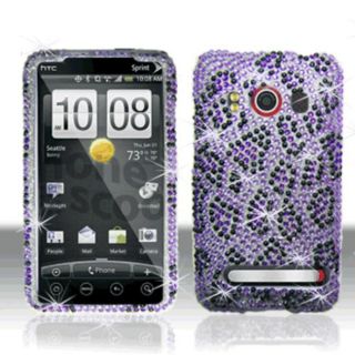 Purple Leopard Rhinestone HTC Evo 4G Protector Case
