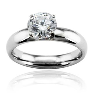 Stainless Steel Cubic Zirconia Solitaire Ring