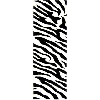 zebra wave white black n z wool runner 2 6 x 14 today $ 144 99 sale
