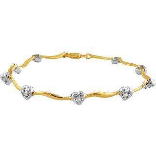 10k Gold 1/10ct TDW Diamond Heart Link Bracelet