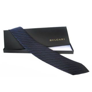 Bvlgari Segni di Viaggio Blue 7 fold Silk Necktie