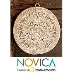 Ceramic Small Beige Aztec Calendar Plaque (Mexico)
