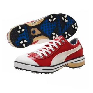 PUMA Mens Club 917 Ribbon Red/ White/ Team Gold Golf Shoes