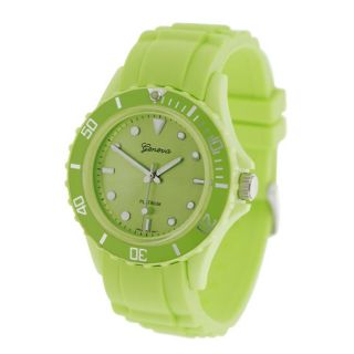 Geneva Womens Platinum Lime Silicone Watch