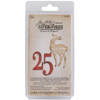 Sizzix Movers & Shapers Magnetic Dies By Tim Holtz Mini Reindeer & 25