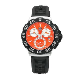 Tag Heuer Mens Formula 1 Black Rubber Orange Chronograph Dial Watch