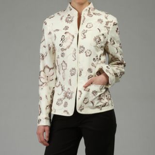 Lafayette 148 Womens Embroidered Linen Jacket