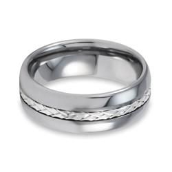 Mens Tungsten Carbide Rope Inlay Ring