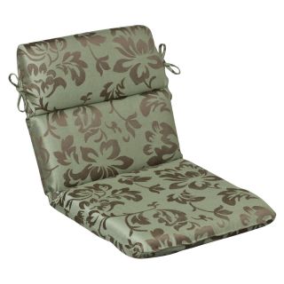 Pillow Perfect Outdoor Brown/ Green Floral Rounded Chair Cushion with