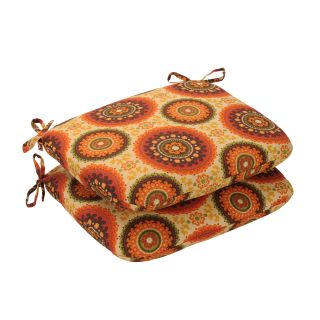 Pillow Perfect Outdoor Brown/ Orange Circles Round Seat Cushions (Set