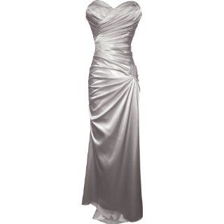 Strapless Long Satin Bandage Gown Bridesmaid Dress Prom Formal Crystal