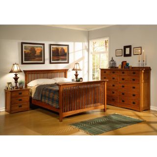 Mission Solid Oak 4 piece Slatted King size Bedroom Set with 12 drawer