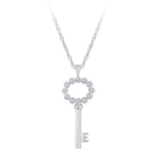 10k White Gold 1/10ct TDW Diamond Key Shaped Necklace (G H, I2 I3