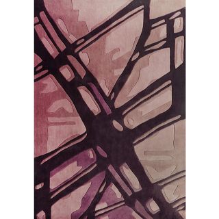 Handmade Alexa Pino Ice Glacier Pattern Plum/ Purple Rug (76 x 96