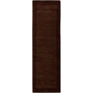 Hand crafted Solid Brown Tone On Tone Bordered Caprice Wool Rug (26 x