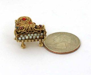 Intricate Vintage 14K Gold & Gems Piano Charm Pendant