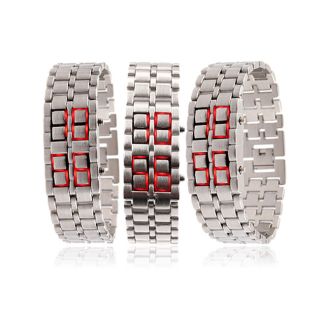 Mens Stainless Steel Lava LED Digital Bracelet Watch