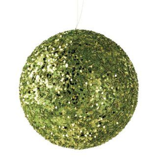 Large Green Glitter Ball Ornament (6 Pack) Office