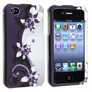 Purple Flower Snap on Rubber Coated Case for Apple iPhone 4/ 4S Today