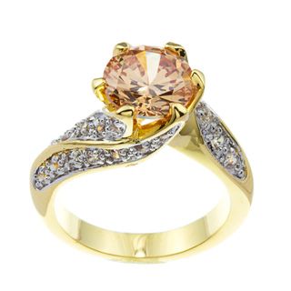 Kate Bissett 14k Gold Overlay Champagne Cubic Zirconia Cocktail Ring