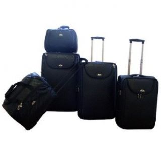 American Flyer Basketweave 5 Piece Luggage Set   Black