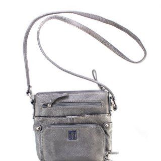 Giani Bernini Pebble Leather Crossbody Handbag Purse Dark Pewter