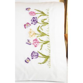 Janlynn Tulip Garden Pillowcase Pair Stamped Embroidery Kit Today $16