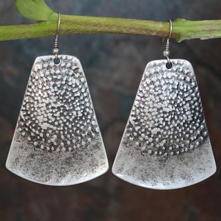 Silverplated Pewter Scalloped Ottoman Dangle Earrings (Turkey