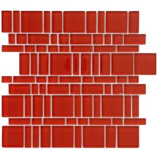 SomerTile 11 3/4x11 3/4 in Reflections Carnelian Glass Mosaic Tile