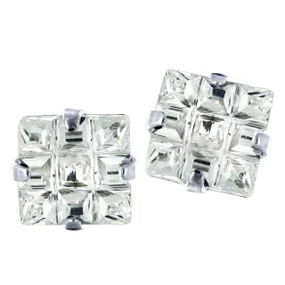 Stainless Steel Cubic Zirconia Square Grid Earrings Today $12.99   $