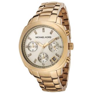 Michael Kors Womens Chronograph Goldtone White Crystal Watch